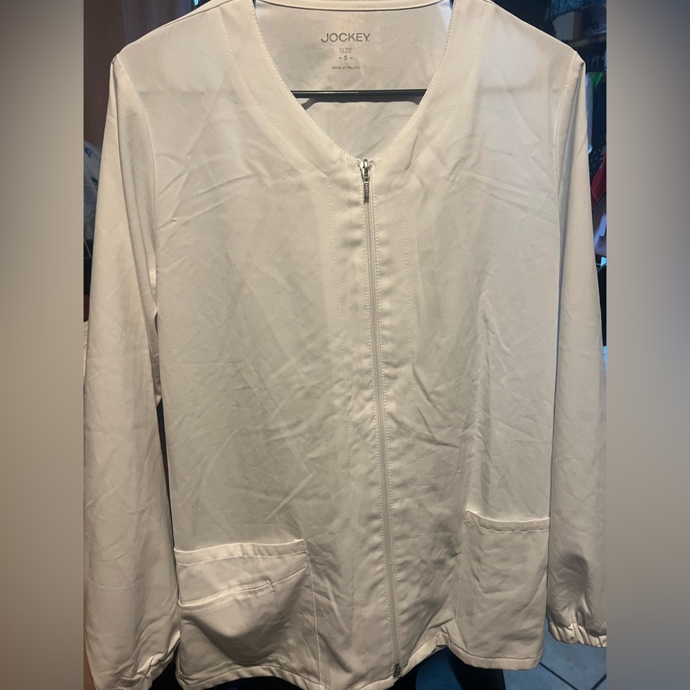 White jockey lab coat